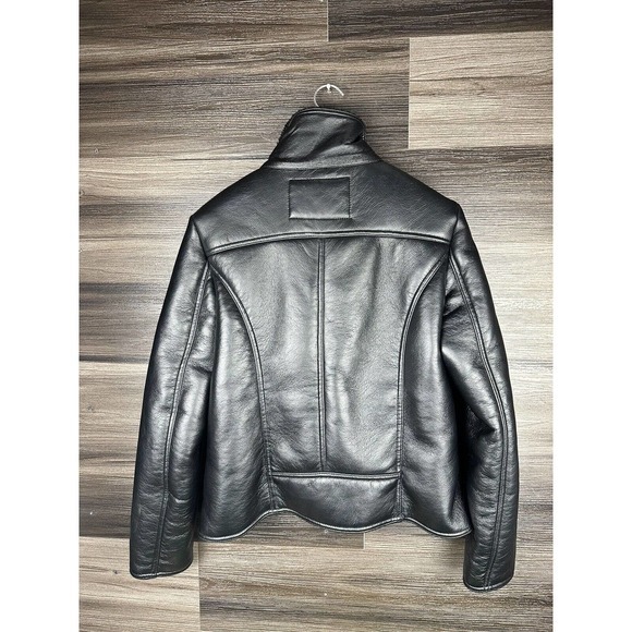 French Connection Black Faux Leather Jacket Size‎ Large - Picture 3 of 8
